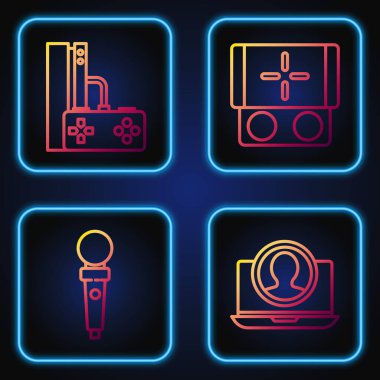 Satır Oluştur hesap ekranı, oyun makinesi için Joystick, oyun konsolu joystick ve taşınabilir oyun konsolu ile. Renk simgeleri. Vektör