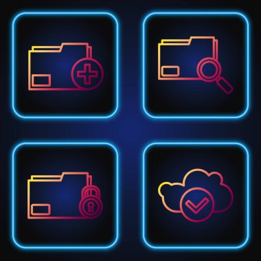 Satır Bulutunu kontrol işareti, dizin ve kilit ile ayarla, dizin ile yeni dizin ve Arama kavramı ekle. Renk simgeleri. Vektör