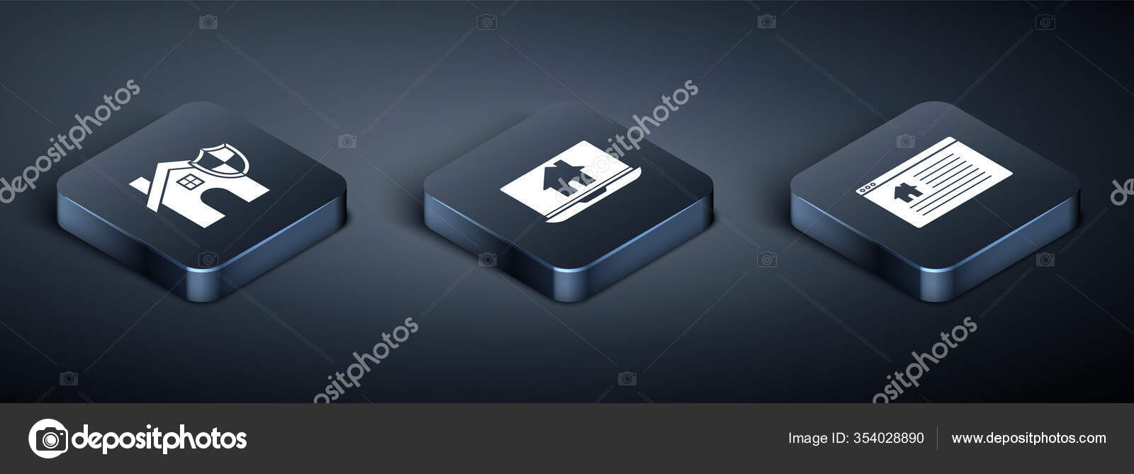 Set Isometrische Haus Mit Schild Hangeschild Mit Text Online Verkauf Und Laptop Und Smart Home Symbol Vektor Stockvektor C Vectoroksana 354028890