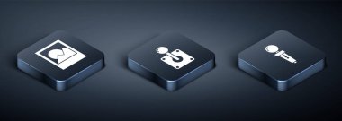 Isometric Photo çerçevelerini, oyun makinesi için Joystick 'i ve atari makinesi simgesi için Joystick' i ayarla. Vektör