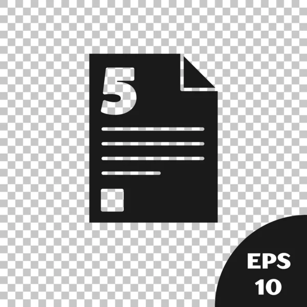 透明な背景に隔離されたブラックテストまたは試験シートアイコン。テストペーパー、試験または調査の概念。ベクターイラスト — ストックベクタ