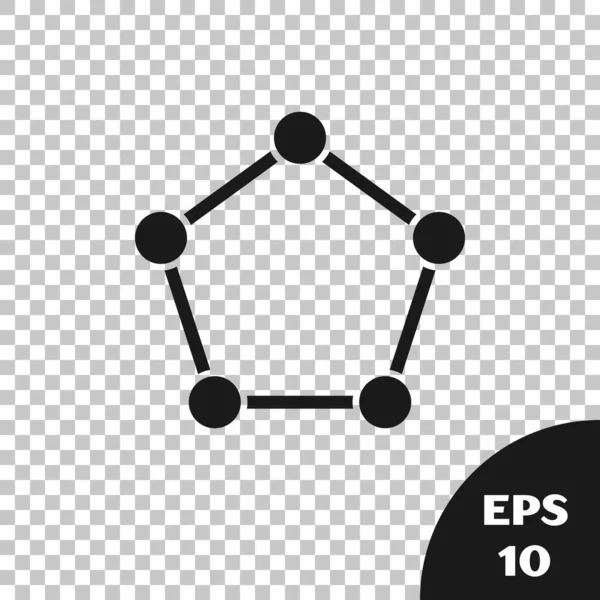 Siyah Geometrik figür Pentagonal prizma simgesi şeffaf arkaplanda izole. Soyut şekil. Geometrik süs. Vektör İllüstrasyonu — Stok Vektör
