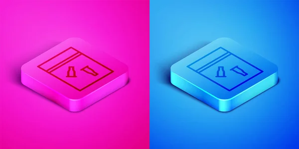 Isometrisk linje Bevis väska och kula ikon isolerad på rosa och blå bakgrund. Fyrkantig knapp. Vektor Illustration — Stock vektor