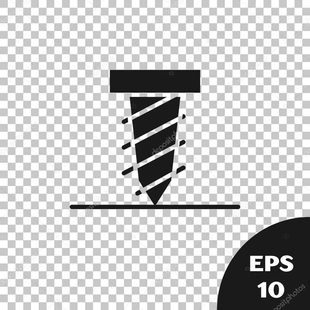 Black Rotating drill digging a hole in a ground icon isolated on transparent background. Vector Illustration