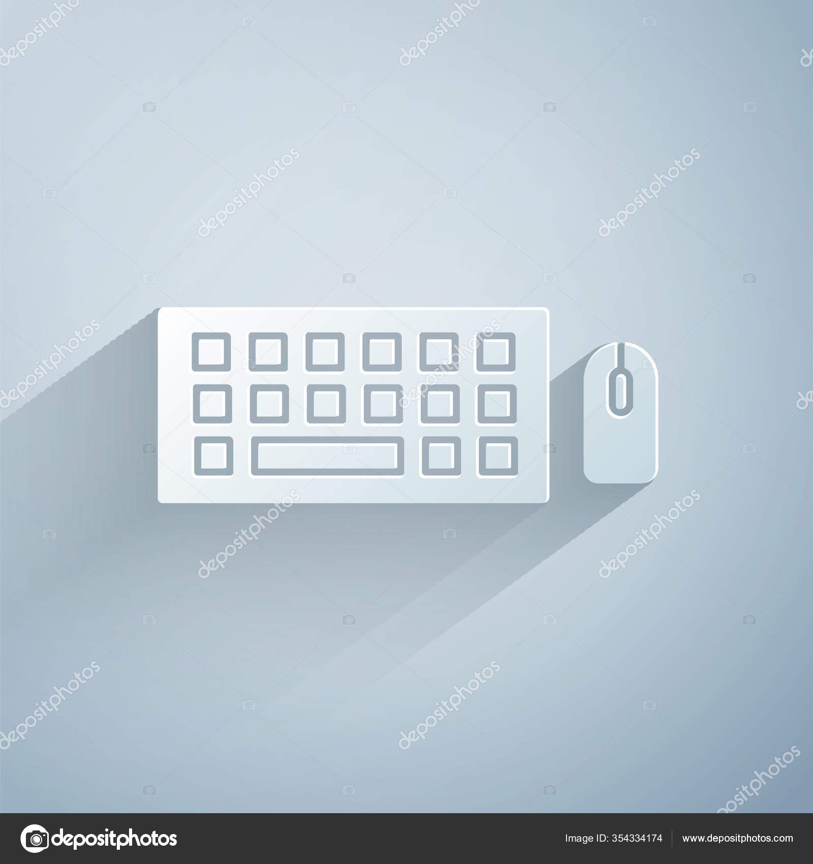 Paper cut Computer keyboard and mouse icon isolated on grey background. PC  component sign. Paper art style. Vector Illustration Stock Vector by  ©vectoroksana 354334174, image size:1600x1700