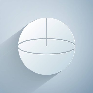 Kağıt kesiği Geometrik şekil Küre simgesi gri arkaplanda izole edildi. Soyut şekil. Geometrik süs. Kağıt sanatı tarzı. Vektör İllüstrasyonu