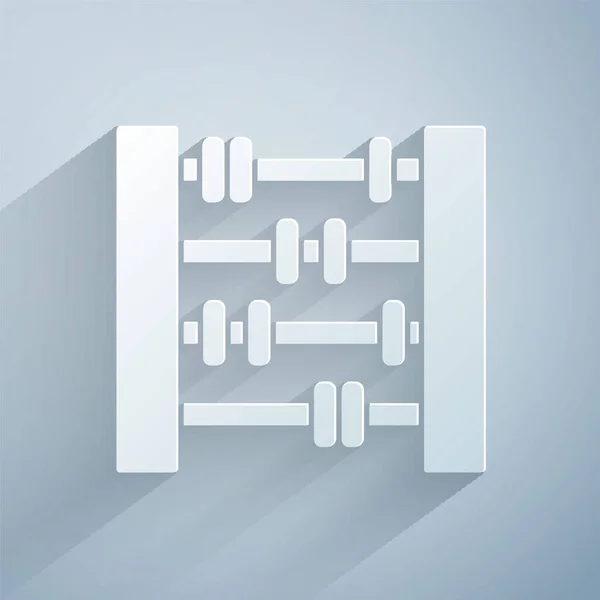 Pappersklipp Abacus ikon isolerad på grå bakgrund. Traditionell räkningsram. Utbildningsskylt. Matematikskolan. Papperskonst. Vektor Illustration — Stock vektor
