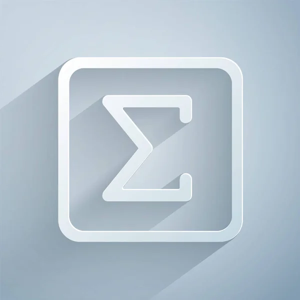 Ikona symbolu Sigma na šedém pozadí. Papírový styl. Vektorová ilustrace — Stockový vektor