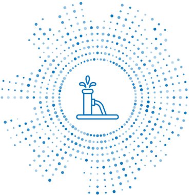 Mavi çizgi yağ pompası ya da pompa ikonu beyaz arka planda izole edildi. Petrol platformu. Soyut çember rastgele noktalar. Vektör İllüstrasyonu