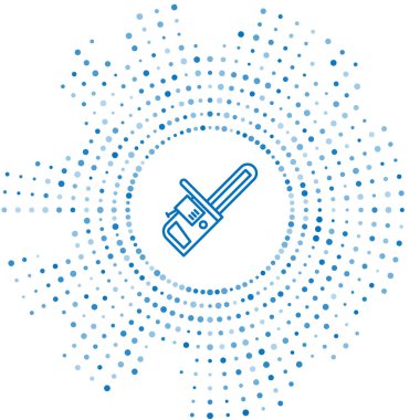 Mavi çizgi testeresi simgesi beyaz arkaplanda izole edildi. Soyut çember rastgele noktalar. Vektör İllüstrasyonu