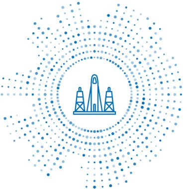 Beyaz arkaplanda izole edilmiş uzay simgesinden roket fırlatılışı. Uzaya roket fırlatın. Soyut çember rastgele noktalar. Vektör İllüstrasyonu