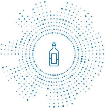 Beyaz arka planda izole edilmiş mavi çizgi şarap ikonu. Soyut çember rastgele noktalar. Vektör İllüstrasyonu