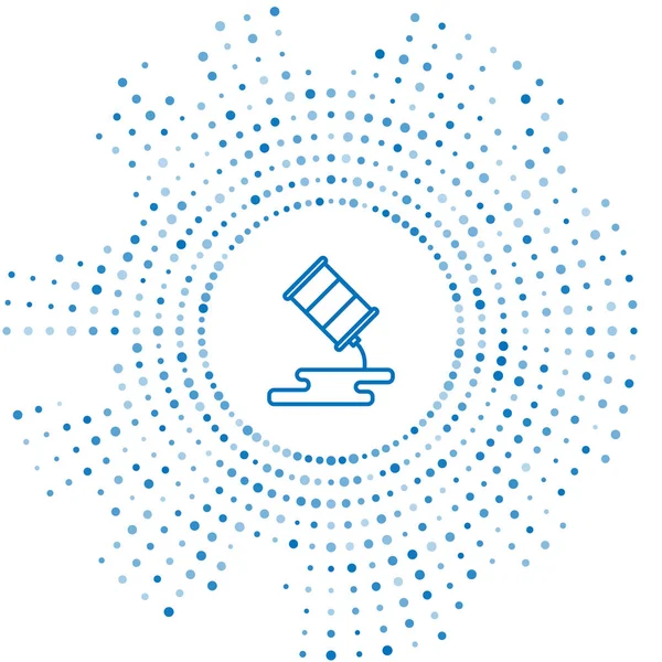 Mavi çizgi fıçı yağı sızıntısı ikonu beyaz arka planda izole edildi. Soyut çember rastgele noktalar. Vektör İllüstrasyonu