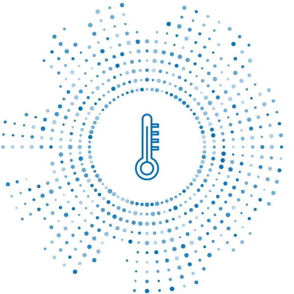 Blaue Linie Meteorologie Thermometer Messsymbol isoliert auf weißem Hintergrund. Thermometerausrüstung, die heißes oder kaltes Wetter zeigt. abstrakte Kreis zufällige Punkte. Vektorillustration — Stockvektor