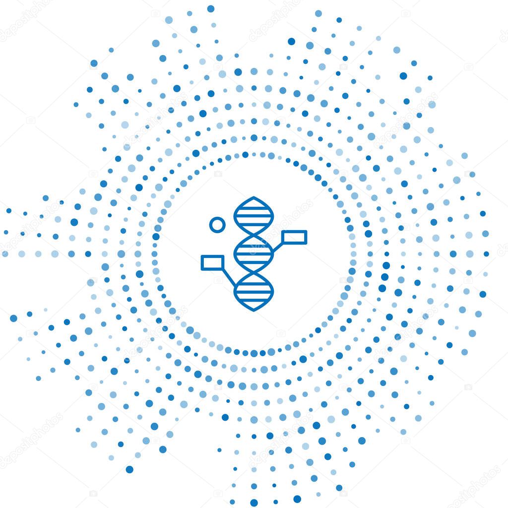 Blue line DNA symbol icon isolated on white background. Abstract circle random dots. Vector Illustration