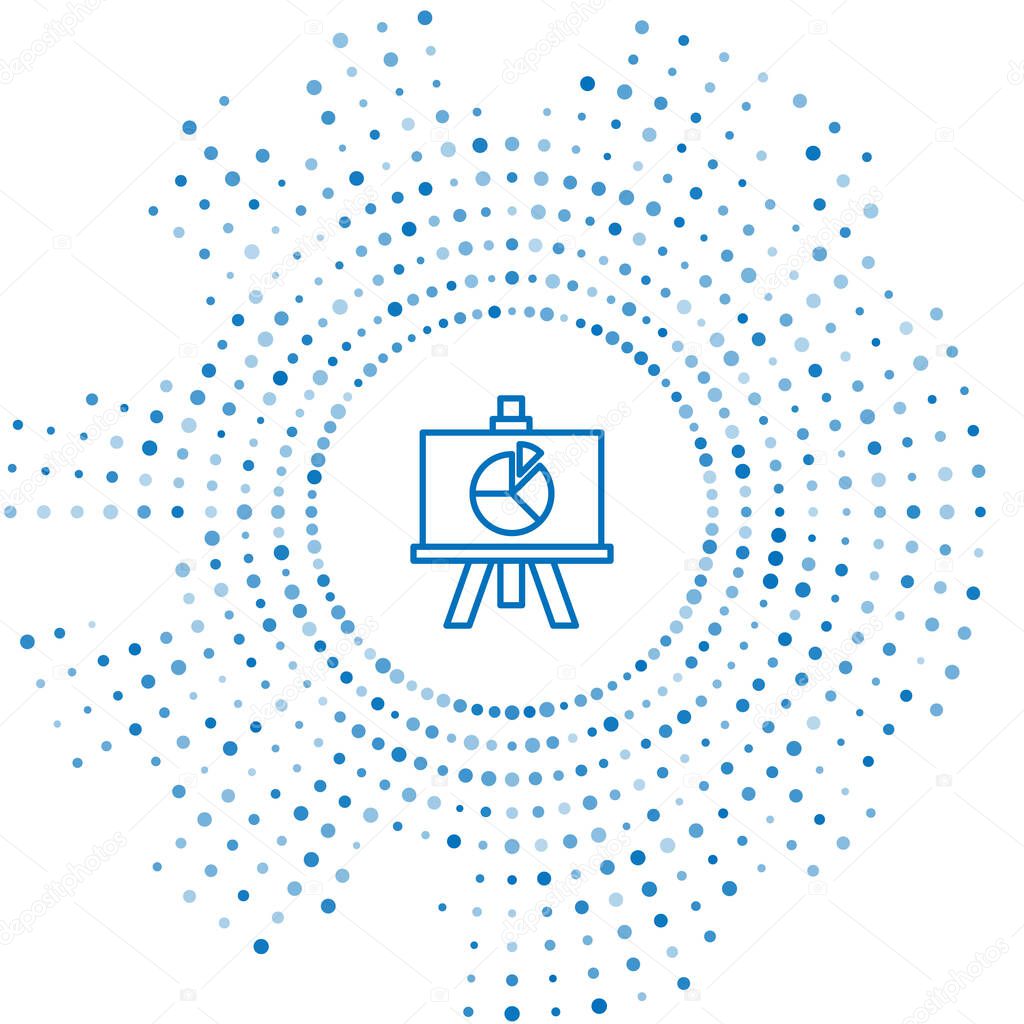 Blue line XYZ Coordinate system icon isolated on white background. XYZ axis for graph statistics display. Abstract circle random dots. Vector Illustration