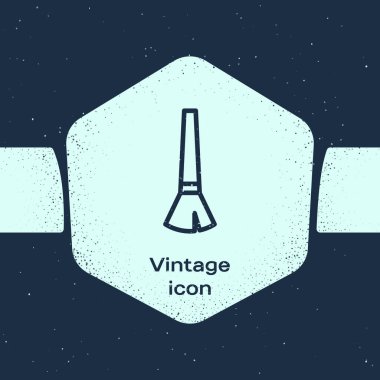 Grunge Line Fırça ikonu mavi arkaplanda izole edildi. Tek renkli klasik çizim. Vektör İllüstrasyonu