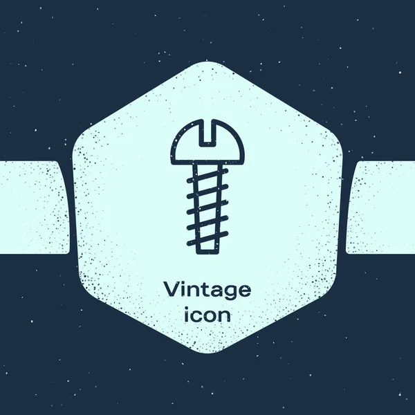 Grunge vonal Metallic csavar ikon elszigetelt kék alapon. Monokróm vintage rajz. Vektorillusztráció — Stock Vector