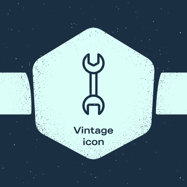 Línea Grunge Llave icono llave aislada sobre fondo azul. Dibujo vintage monocromo. Ilustración vectorial — Archivo Imágenes Vectoriales