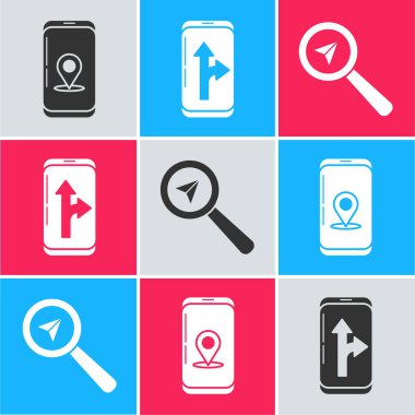 Şehir haritası navigasyon bilgisini, şehir haritası navigasyon bilgisini ve arama konumu simgesini ayarlayın. Vektör