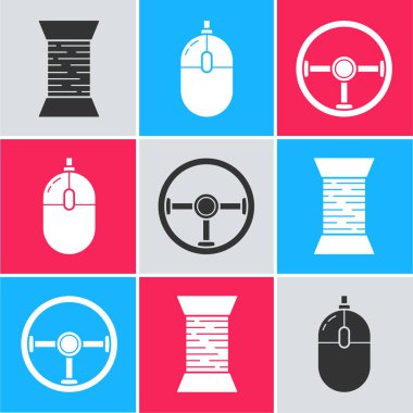 Dikiş ipliğini makaraya, bilgisayar faresine ve direksiyon simgesine ayarla. Vektör