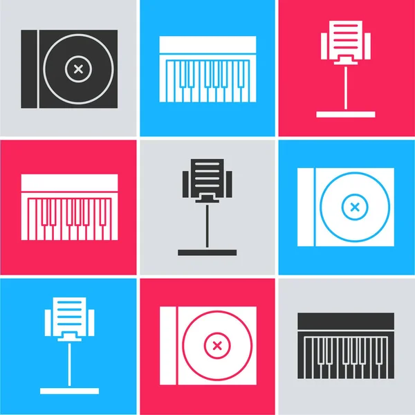 Set Dvd Disk Music Synthesizer Music Stand Icon Vector — Stock Vector