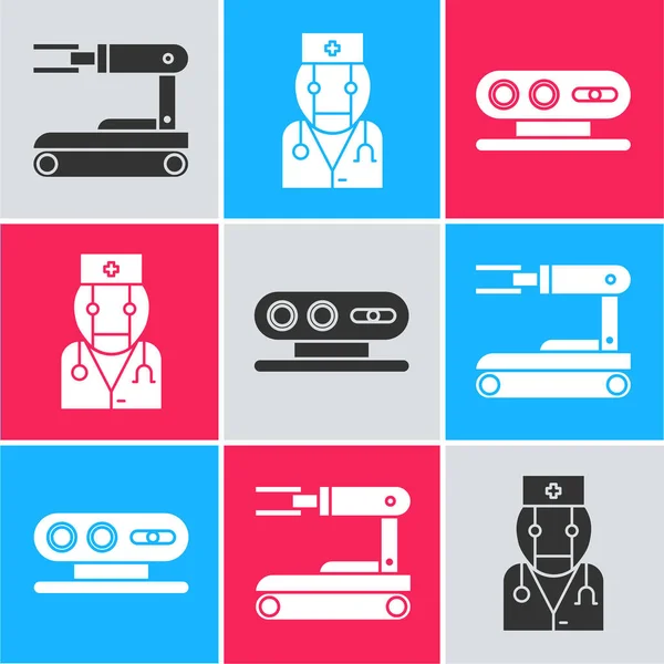 Set Robot Robot Doctor Scanning System Icon Vector — Stock Vector