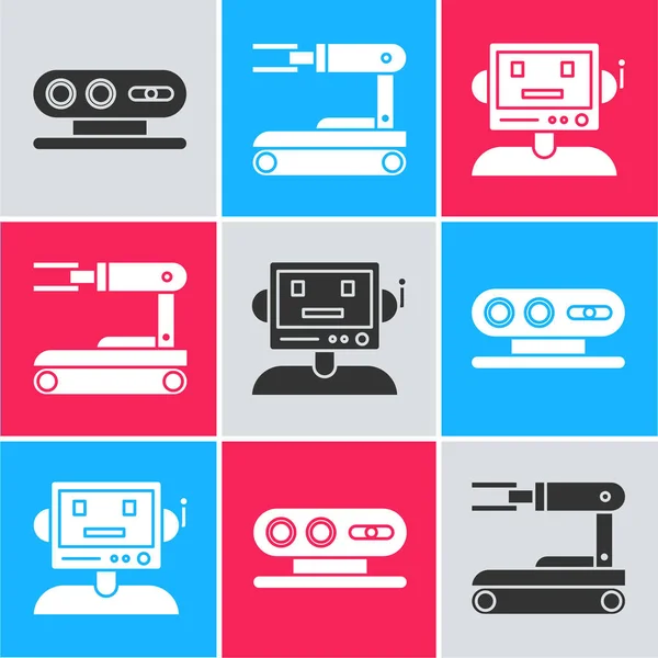Set Scanning System Robot Robot Icon Vector — Stock Vector