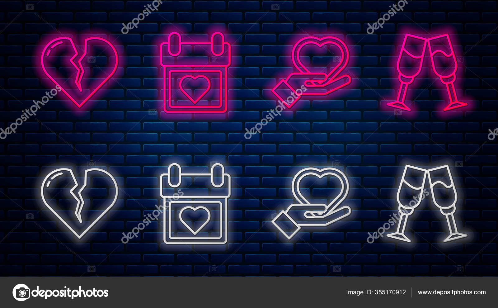 Установить Линию Календарь Сердцем Сердце Руке Разбитое Сердце.