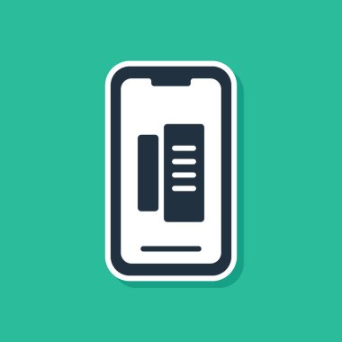 Mavi Akıllı Telefon, yeşil arkaplanda izole edilmiş bir cep telefonu simgesi. Vektör İllüstrasyonu