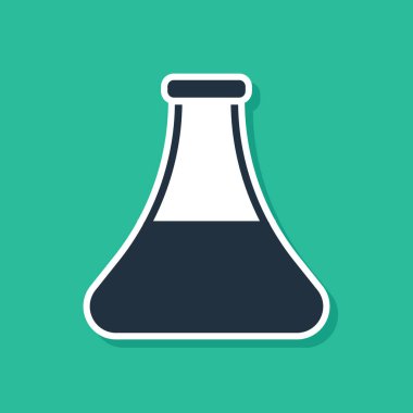 Mavi Yağ petrol test tüpü ikonu yeşil arka planda izole edildi. Vektör İllüstrasyonu