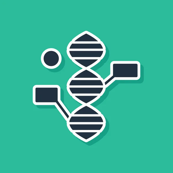 Ícone de símbolo de DNA azul isolado no fundo verde. Ilustração vetorial —  Vetores de Stock