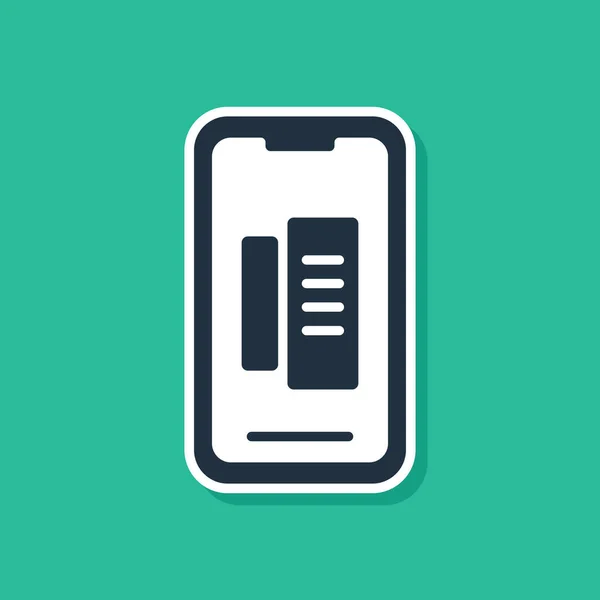 Blå Smartphone, mobiltelefon ikon isolerad på grön bakgrund. Vektor Illustration — Stock vektor