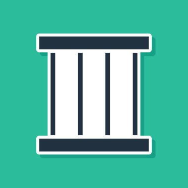 Mavi hapishane pencere simgesi yeşil arkaplanda izole edildi. Vektör İllüstrasyonu