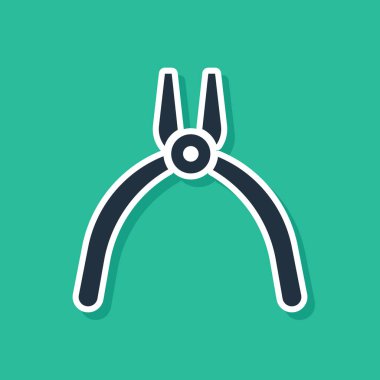 Mavi Pense araç simgesi yeşil arkaplanda izole edildi. Pense endüstriyel mekanik su tesisatında çalışıyor. Vektör İllüstrasyonu