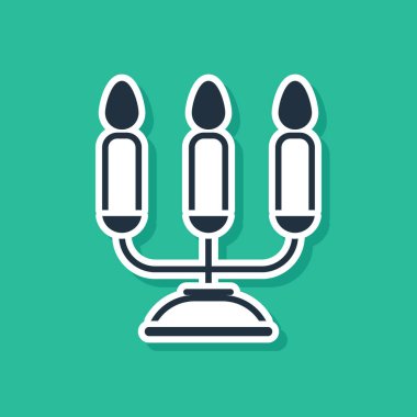 Yeşil arka planda üç şamdan simgesi olan Mavi Şamdan. Vektör İllüstrasyonu