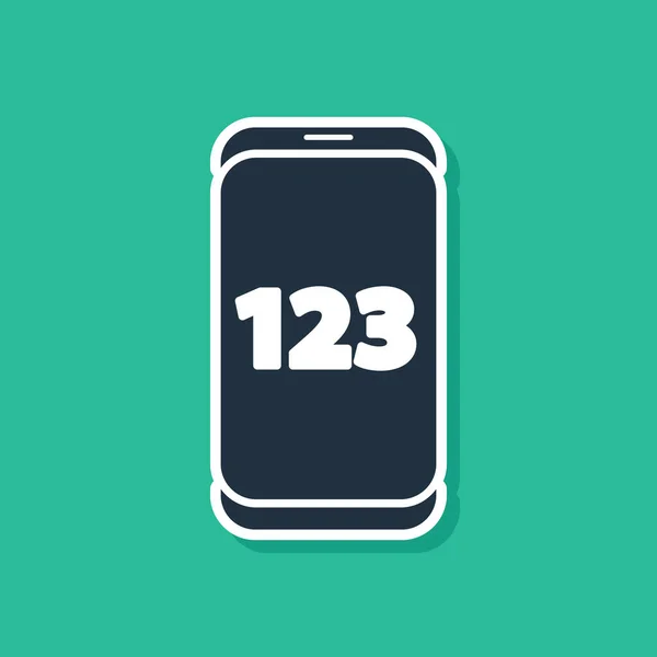 Ícone de interface de smartphone calculadora móvel azul isolado no fundo verde. Aplicação matemática na tela do telefone. Ilustração vetorial —  Vetores de Stock