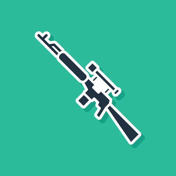 Espingarda Sniper azul com ícone de escopo isolado no fundo verde. Ilustração vetorial — Vetor de Stock