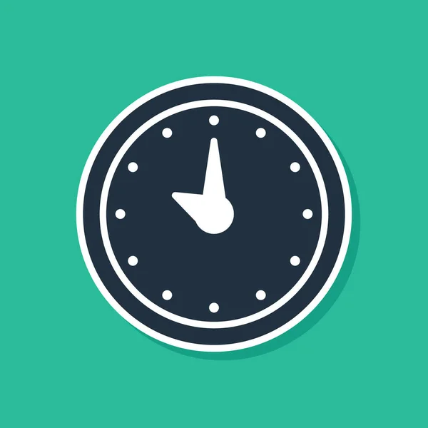 Blaues Uhr-Symbol isoliert auf grünem Hintergrund. Zeitsymbol. Vektorillustration — Stockvektor