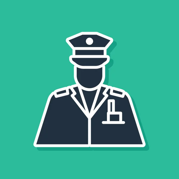 Ikona policjanta odizolowana na zielonym tle. Ilustracja wektora — Wektor stockowy