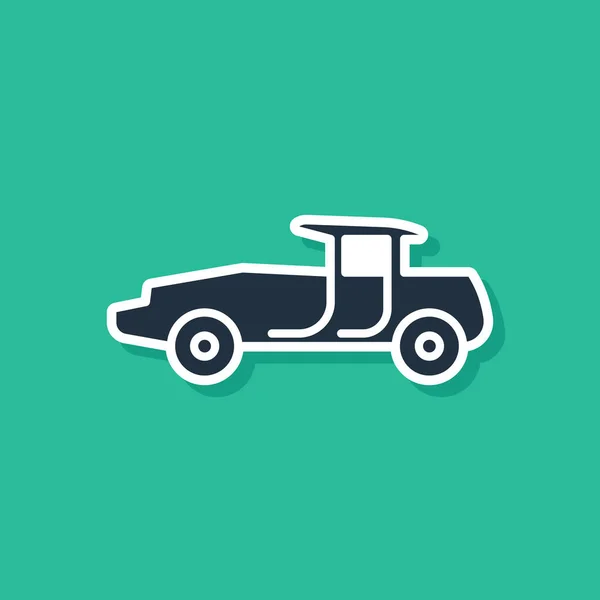 Иконка синего автомобиля выделена на зеленом фоне. Векторная миграция — стоковый вектор