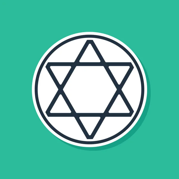 Blue Star of David icône isolée sur fond vert. Symbole de religion juive. Symbole d'Israël. Illustration vectorielle — Image vectorielle