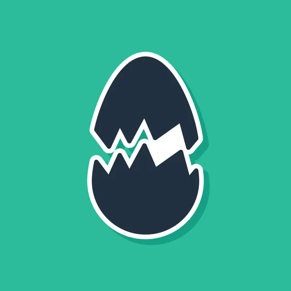 Icona uovo blu rotto isolato su sfondo verde. Buona Pasqua. Illustrazione vettoriale — Vettoriale Stock