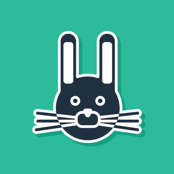 Icône de lapin bleu de Pâques isolée sur fond vert. Lapin de Pâques. Illustration vectorielle — Image vectorielle