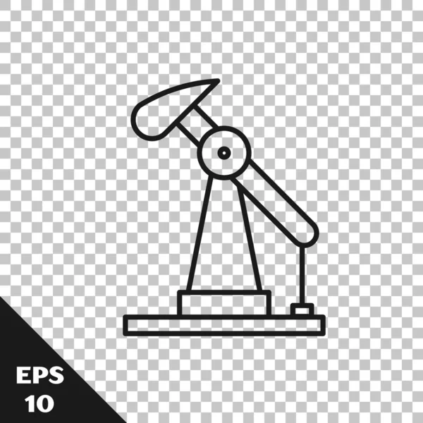 Svart linje Oljepump eller pump jack ikon isolerad på transparent bakgrund. Oljerigg. Vektor Illustration — Stock vektor