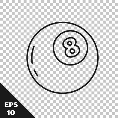 Şeffaf arkaplanda izole edilmiş karar alma ikonu için öngörülerin kara çizgi sihirli topu. Kristal küre. Vektör İllüstrasyonu