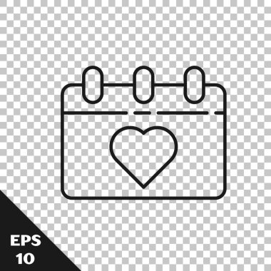 Şeffaf arkaplanda 8 Mart simgesine sahip siyah çizgi takvimi. Uluslararası Mutlu Kadınlar Günü. Vektör İllüstrasyonu