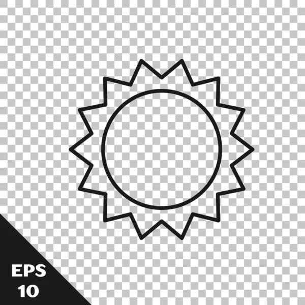 Schwarze Linie Sonnensymbol isoliert auf transparentem Hintergrund. Sommer-Symbol. Schöner sonniger Tag. Vektorillustration — Stockvektor