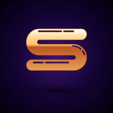 Koyu mavi arkaplanda izole edilmiş altın havlu simgesi. Vektör İllüstrasyonu