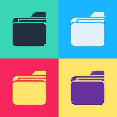 Pop Art Doküman klasörü simgesi renk arkaplanında izole edildi. Muhasebe klasörü sembolü. Muhasebe yönetimi. Vektör İllüstrasyonu